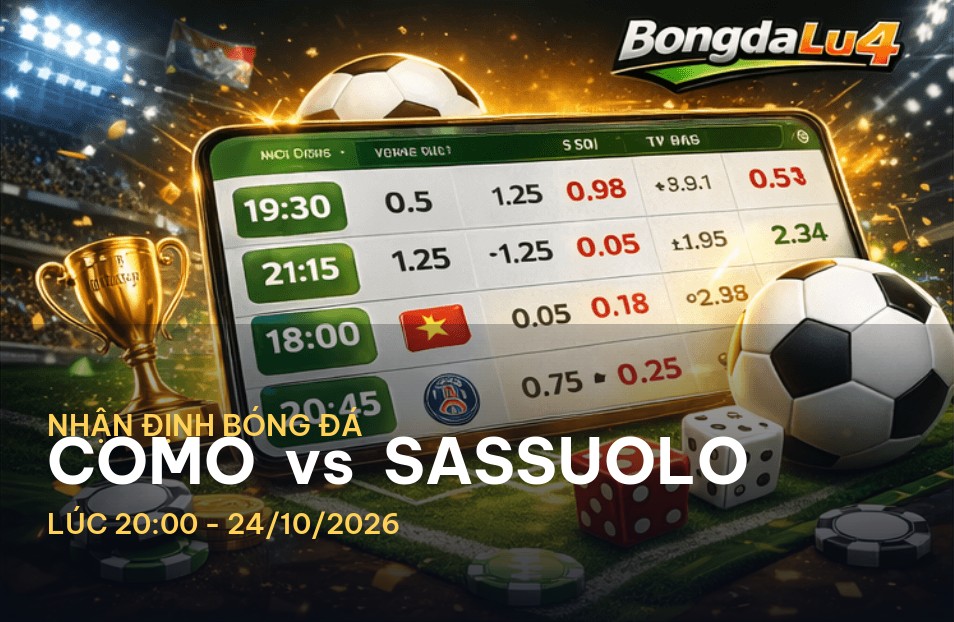 Bongdalu soi kèo hôm nay: Nhận định trận đấu giữa Como vs Sassuolo